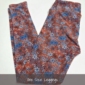 LuLaRoe OS Leggings One Size Floral Blue NEW
